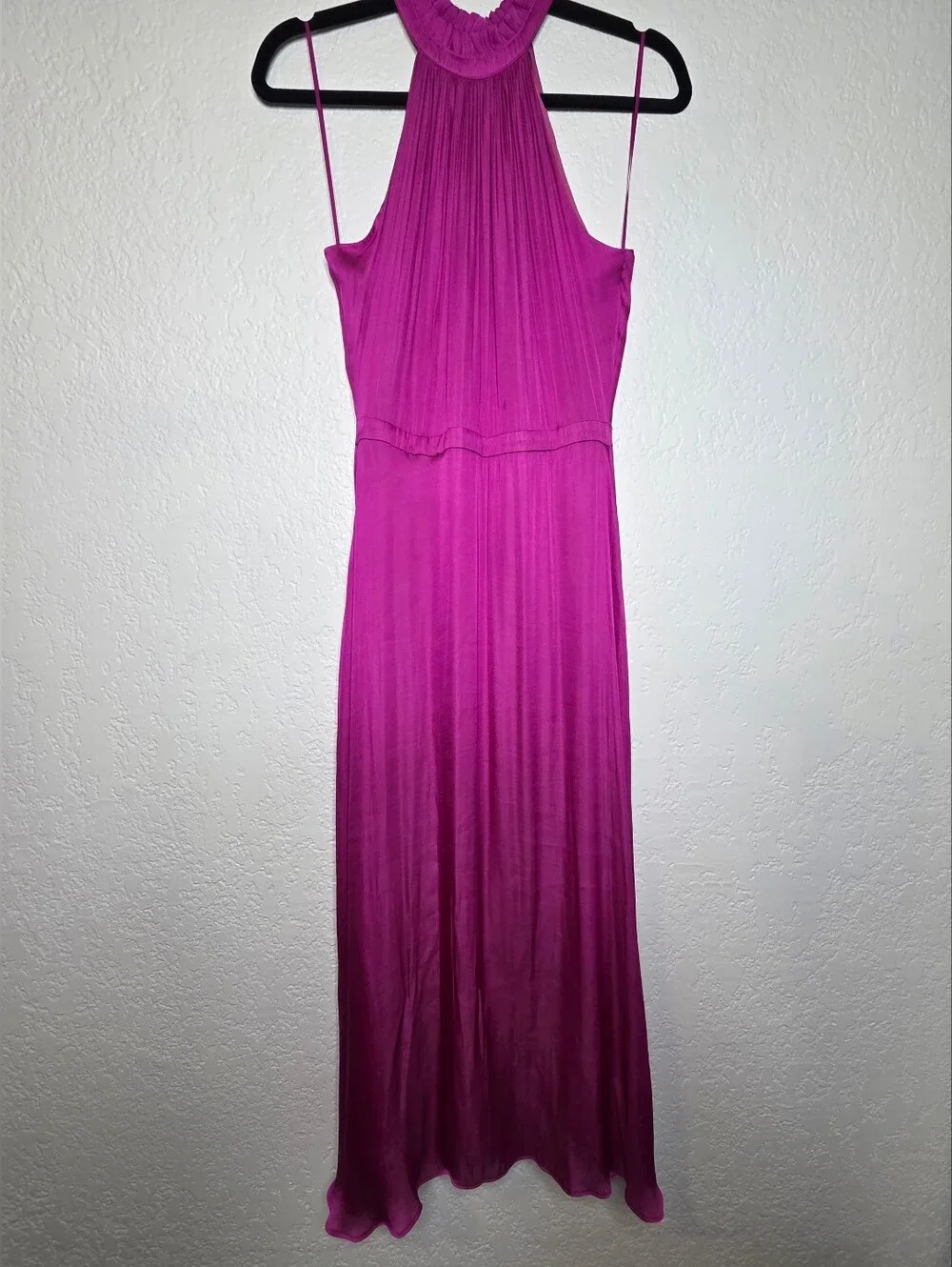 Banana Republic Sleeveless Ruffle Halter Maxi Dress, Fuchsia Pink Size 0 Magenta